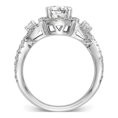 14K White Gold Diamond Halo Plus Round Center) Engagement Ring Semi-Mount – view 2