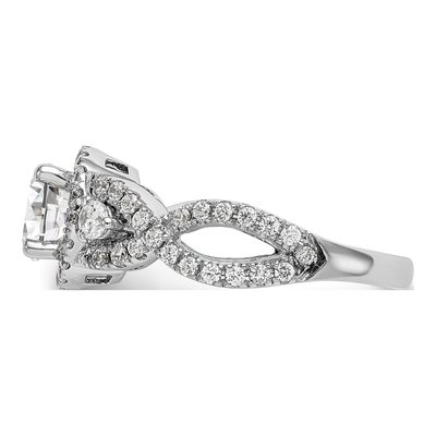 14K White Gold Diamond Halo Engagement Ring Semi-Mount – view 3