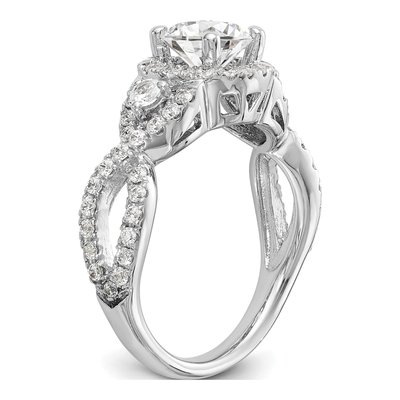 14K White Gold Diamond Halo Engagement Ring Semi-Mount – view 6