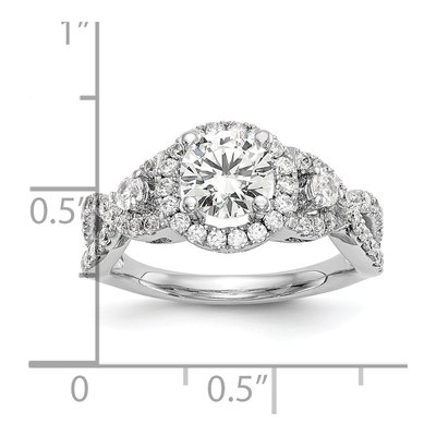 14K White Gold Diamond Halo Engagement Ring Semi-Mount – view 8