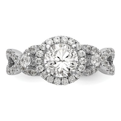 14K White Gold Diamond Halo Engagement Semi-Mount – view 4