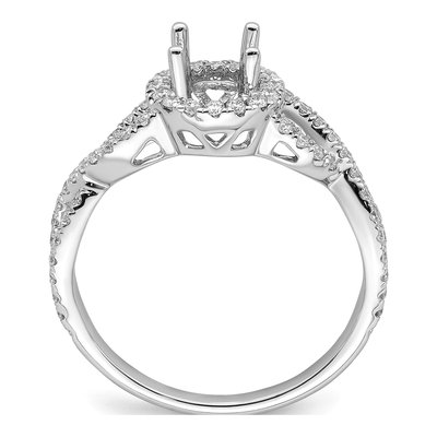 14K White Gold Diamond Halo Engagement Ring Semi-Mount – view 2