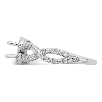 14K White Gold Diamond Halo Engagement Ring Semi-Mount – view 3