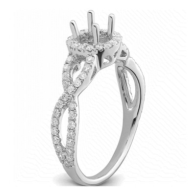 14K White Gold Diamond Halo Engagement Ring Semi-Mount – view 6