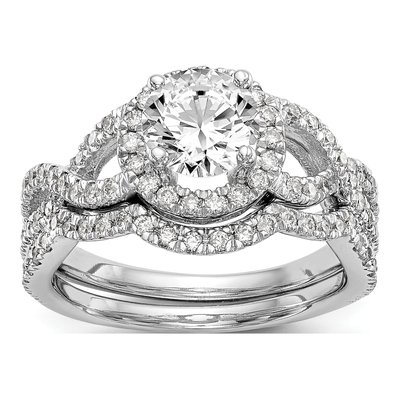 14K White Gold Diamond Halo Engagement Ring Semi-Mount – view 7