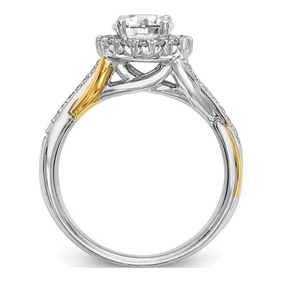 14K Two-Tone Gold Diamond Halo Engagement Ring Semi-Mount – view 2
