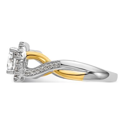 14K Two-Tone Gold Diamond Halo Engagement Ring Semi-Mount – view 3