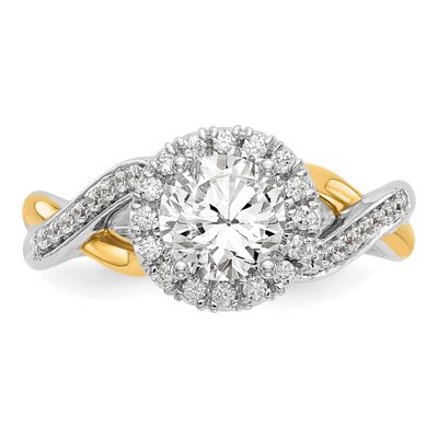 14K Two-Tone Gold Diamond Halo Engagement Ring Semi-Mount – view 4