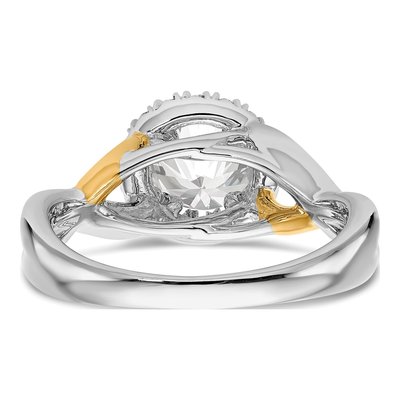 14K Two-Tone Gold Diamond Halo Engagement Ring Semi-Mount – view 5