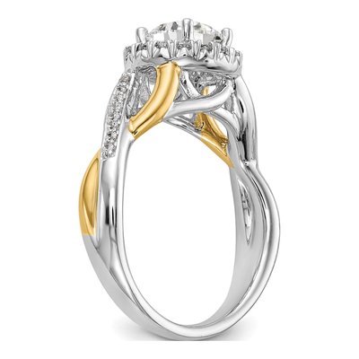 14K Two-Tone Gold Diamond Halo Engagement Ring Semi-Mount – view 6