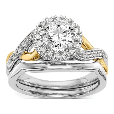14K Two-Tone Gold Diamond Halo Engagement Ring Semi-Mount – view 7