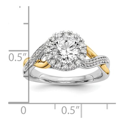 14K Two-Tone Gold Diamond Halo Engagement Ring Semi-Mount – view 8