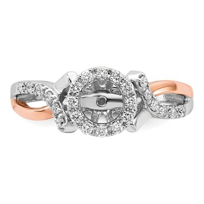 14K Two-Tone Gold Lab-Grown Diamond Halo Engagement Engagement Ring Semi-Mount – view 5