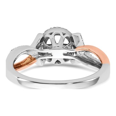 14K Two-Tone Gold Lab-Grown Diamond Halo Engagement Engagement Ring Semi-Mount – view 6