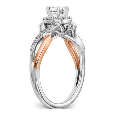 14K Two-Tone Gold Lab-Grown Diamond Halo Engagement Engagement Ring Semi-Mount – view 7