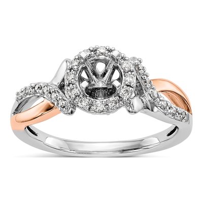 14K Two-Tone Gold Lab-Grown Diamond Halo Engagement Engagement Ring Semi-Mount – view 8