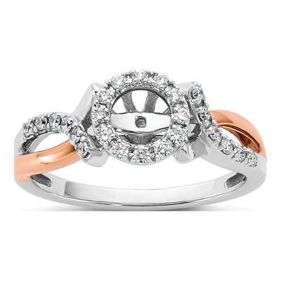 14K Two-Tone Gold Lab-Grown Diamond Halo Engagement Engagement Ring Semi-Mount