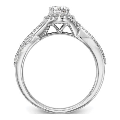14K White Gold Diamond Halo Engagement Ring Semi-Mount – view 2