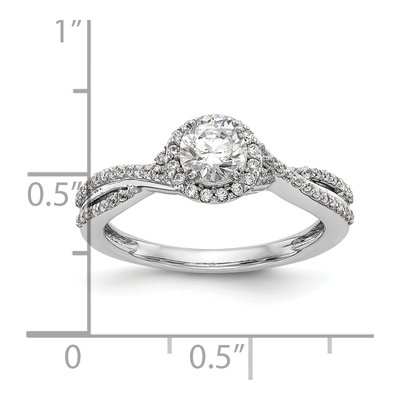14K White Gold Diamond Halo Engagement Ring Semi-Mount – view 3