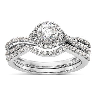 14K White Gold Diamond Halo Engagement Ring Semi-Mount – view 5