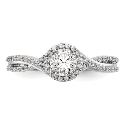 14K White Gold Diamond Halo Engagement Ring Semi-Mount – view 6