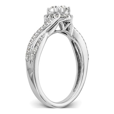 14K White Gold Diamond Halo Engagement Ring Semi-Mount – view 8