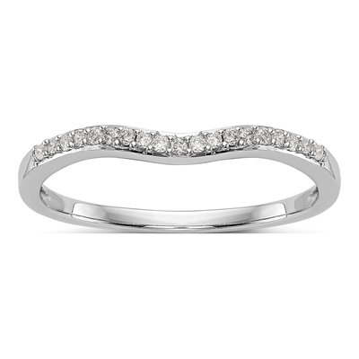 14K White Gold 1/10 ct tw Diamond Contoured Wedding Ring