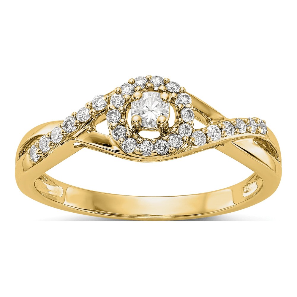 14K Yellow Gold Diamond Halo Semi-Mount Ring