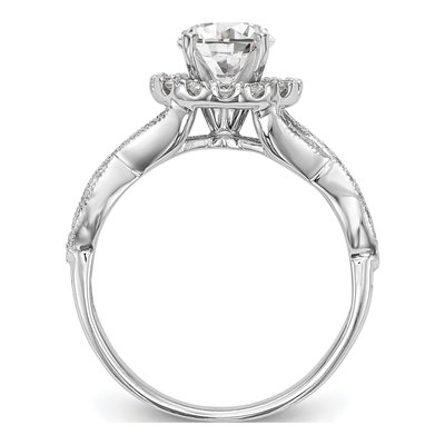 14K White Gold Diamond Halo Engagement Engagement Ring Semi-Mount – view 2