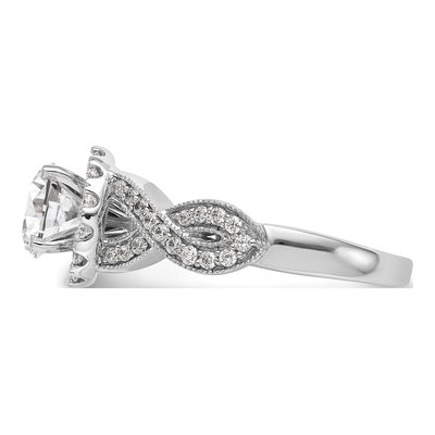 14K White Gold Diamond Halo Engagement Engagement Ring Semi-Mount – view 3