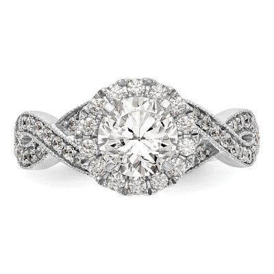 14K White Gold Diamond Halo Engagement Engagement Ring Semi-Mount – view 4