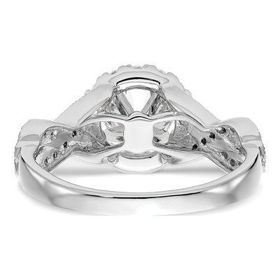 14K White Gold Diamond Halo Engagement Engagement Ring Semi-Mount – view 5