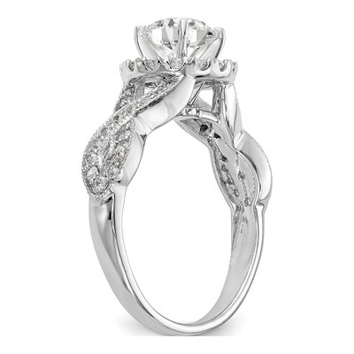 14K White Gold Diamond Halo Engagement Engagement Ring Semi-Mount – view 6