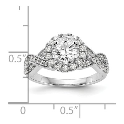 14K White Gold Diamond Halo Engagement Engagement Ring Semi-Mount – view 7