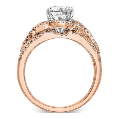14K Rose Gold Diamond Halo Engagement Ring Semi-Mount – view 2