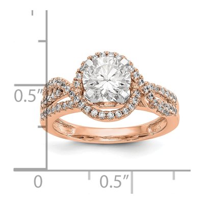 14K Rose Gold Diamond Halo Engagement Ring Semi-Mount – view 3