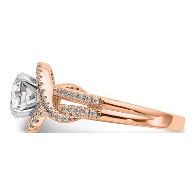 14K Rose Gold Diamond Halo Engagement Ring Semi-Mount – view 4