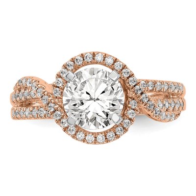 14K Rose Gold Diamond Halo Engagement Ring Semi-Mount – view 5