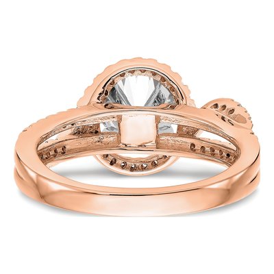 14K Rose Gold Diamond Halo Engagement Ring Semi-Mount – view 6