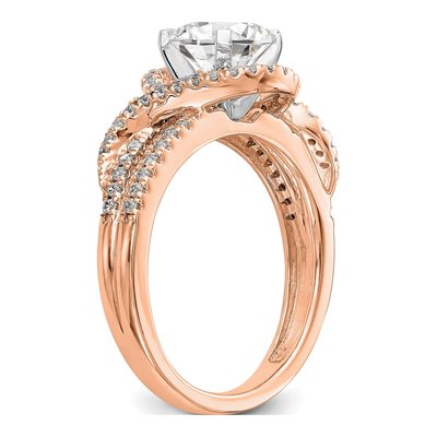 14K Rose Gold Diamond Halo Engagement Ring Semi-Mount – view 7