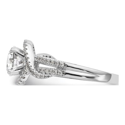 14K White Gold Diamond Halo Engagement Ring Semi-Mount – view 3