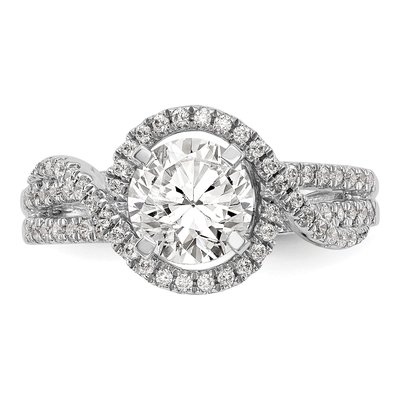 14K White Gold Diamond Halo Engagement Ring Semi-Mount – view 4