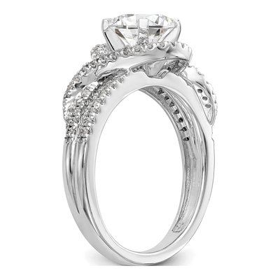 14K White Gold Diamond Halo Engagement Ring Semi-Mount – view 6