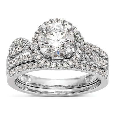 14K White Gold Diamond Halo Engagement Ring Semi-Mount – view 7