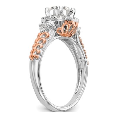 14K White Gold Diamond Halo Engagement Engagement Ring Semi-Mount – view 6