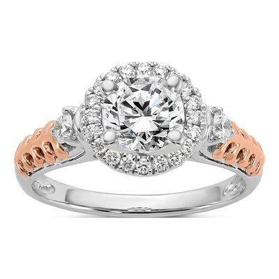14K White Gold Diamond Halo Engagement Engagement Ring Semi-Mount – view 8