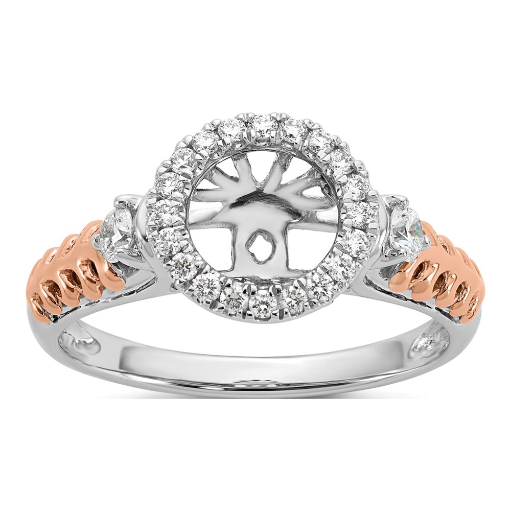 14K White Gold Diamond Halo Engagement Engagement Ring Semi-Mount