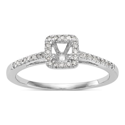 14K White Gold Diamond Halo Engagement Ring Semi-Mount – view 8