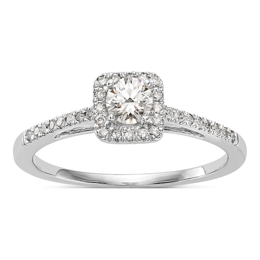 14K White Gold Halo Diamond Engagement Semi-Mount
