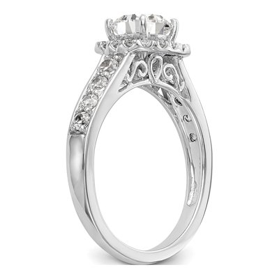 14K White Gold Diamond Halo Engagement Ring Semi-Mount – view 7